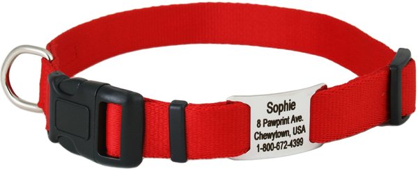 GoTags Adjustable Nameplate Personalized Dog Collar, Red, X-Small slide 1 of 5
