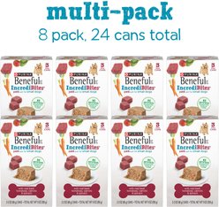 Purina Beneful IncrediBites Pate with Real Beef, Tomatoes, Carrots & Spinach Wet Dog Food, 3-oz can, case of 24 slide 2 of 9