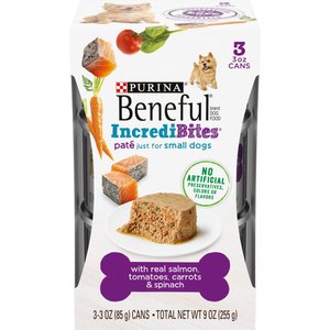 Purina Beneful IncrediBites Pate With Real Salmon, Tomatoes, Carrots & Spinach Wet Dog Food, 3-oz can, case of 24