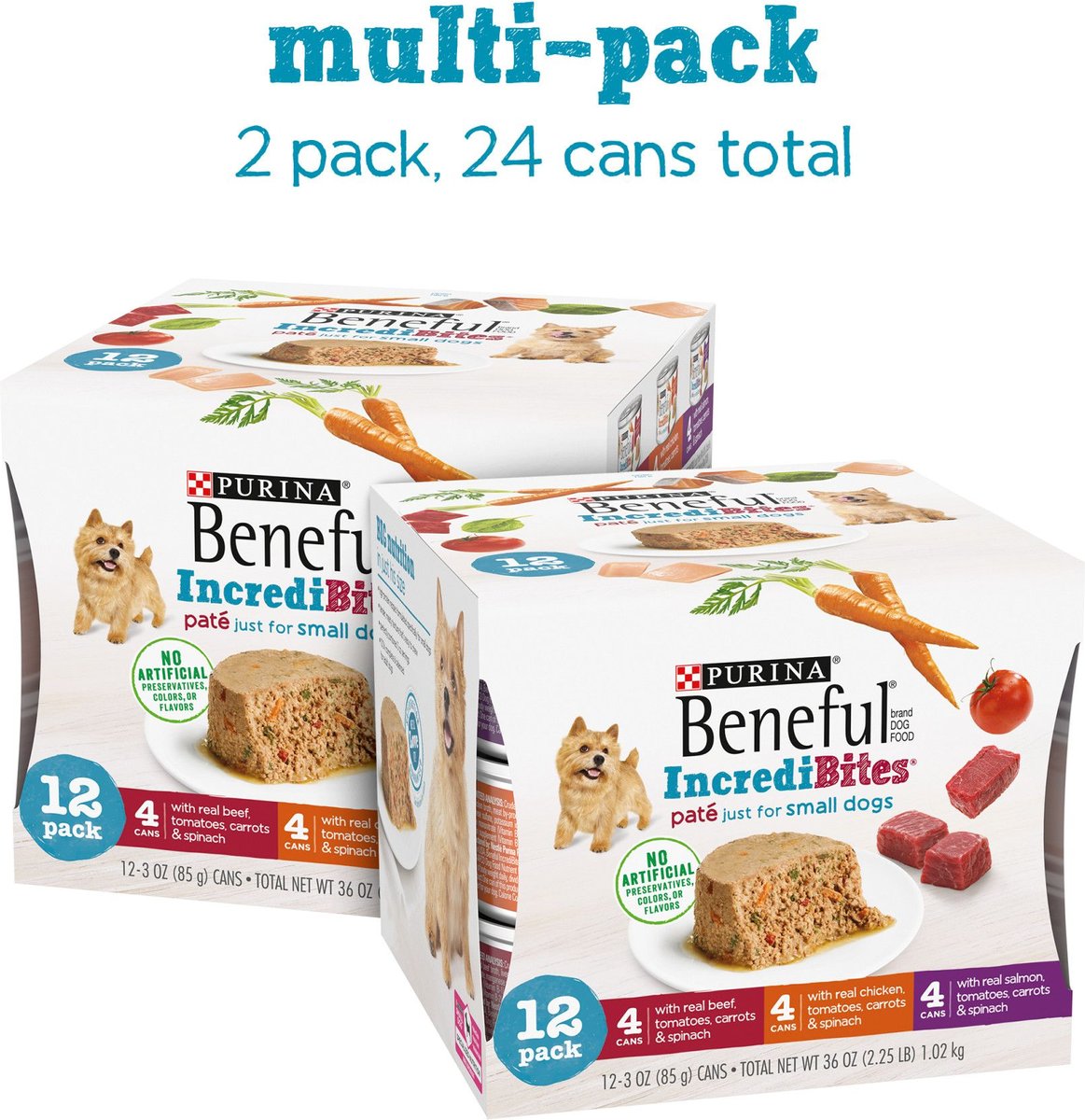 PURINA BENEFUL IncrediBites Pate Variety Pack Wet Dog Food, 3-oz can ...