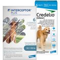 Interceptor Plus Chew for Dogs, 50.1-100 lbs, (Blue Box), 6 Chews (6-mos. supply) & Credelio Chewable Tablet for Dogs, 50.1-100 lbs, (Blue Box), 6 Chewable Tablets (6-mos. supply)