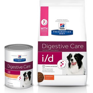 Hill's Prescription Diet i/d Digestive Care with Turkey Canned Dog Food, 13-oz, case of 12 & Hill's Prescription Diet i/d Digestive Care Chicken Flavor Dry Dog Food, 17.6-lb bag