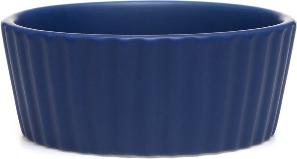 Waggo Ripple Ceramic Dog Bowl, Royal Blue, 4-cup slide 1 of 3