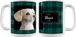 Frisco Personalized Plaid White Coffee Mug, 15-oz