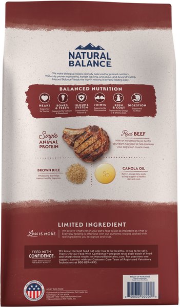 NATURAL BALANCE Limited Ingredient Beef Brown Rice Recipe Dry Dog Food 24 lb bag Chewy