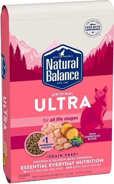 Natural Balance Original Ultra Chicken & Salmon Meal Grain-Free Dry Cat Food Formula, 15-lb bag slide 1 of 4
