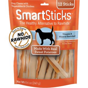 SmartBones SmartSticks Sweet Potato Chews Dog Treats, 12 count