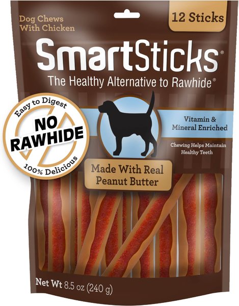 SmartBones SmartSticks Peanut Butter Dog Treats, 12 count slide 1 of 5
