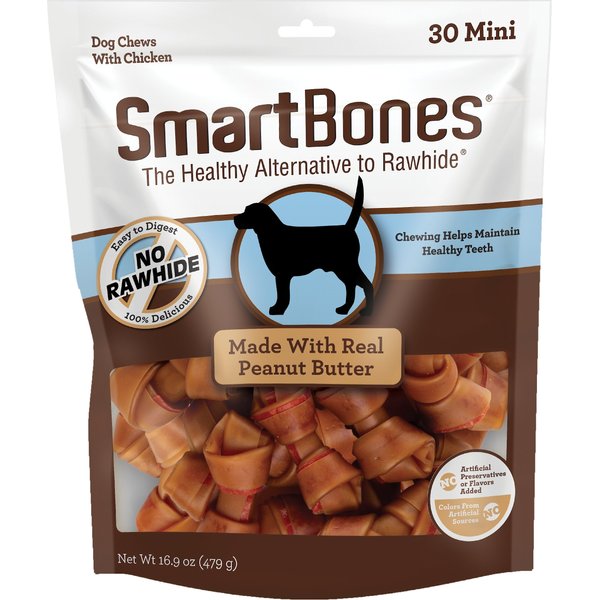SMARTBONES Peanut Butter Mini Chews Dog Treats, 30 count - Chewy.com