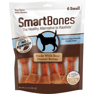SmartBones Peanut Butter Small Chews Dog Treats, 6 count
