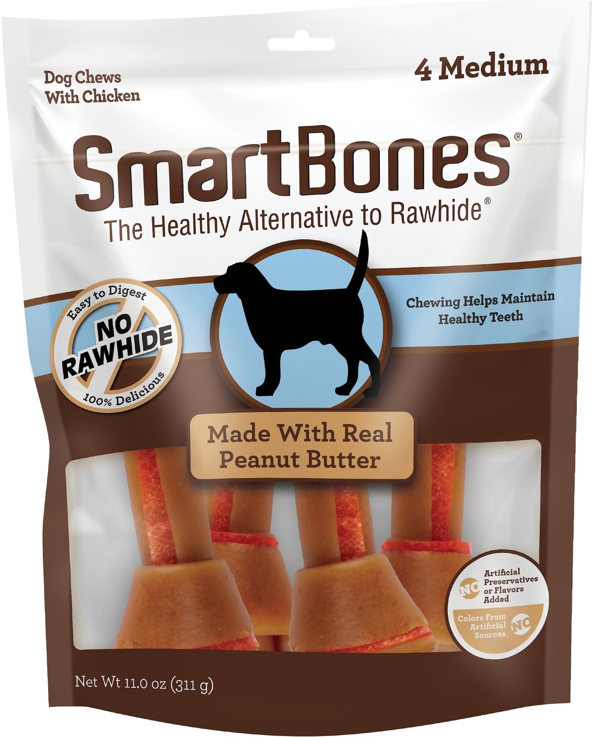 SmartBones Peanut Butter Medium Chews Dog Treats, 4 count