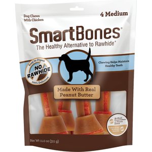 SmartBones Peanut Butter Medium Chews Dog Treats, 4 count