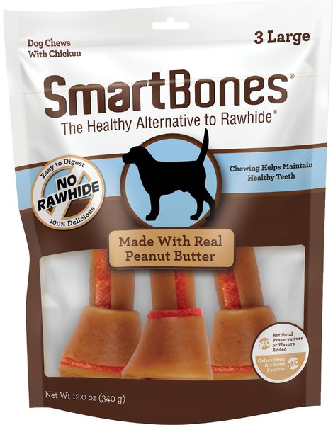 SmartBones Peanut Butter Large Chews Dog Treats, 3 count slide 1 of 7