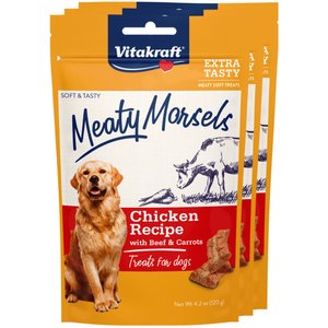 Vitakraft Meaty Morsels Chicken Recipe with Beef Soft & Chewy Dog Treats, 4.2-oz bag, 3 count