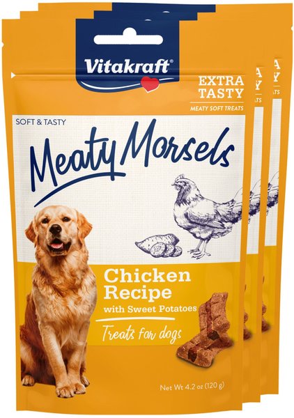 Vitakraft Meaty Morsels Chicken Recipe with Potato Soft & Chewy Dog Treats,  4.2-oz bag, 3 count