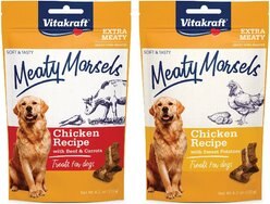 Vitakraft Meaty Morsels Chicken with Sweet Potato & Chicken with Beef Soft & Chewy Dog Treats, 4.2-oz bag, 2 count