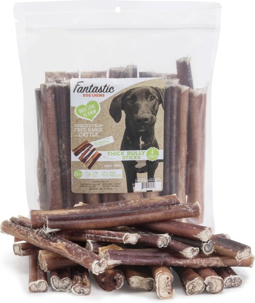Fantastic Dog Chews Thick Bully Sticks Grain-Free Dog Treats, 6-in, 25 count slide 1 of 2