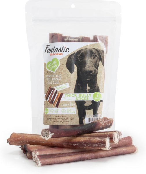 Fantastic Dog Chews Thick Bully Sticks Grain-Free Dog Treats, 6-in, 8-oz bag slide 1 of 1