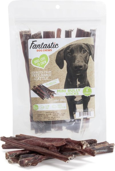 Fantastic Dog Chews Mini Bully Sticks Grain-Free Dog Treats, 6-in, 3-oz bag slide 1 of 3