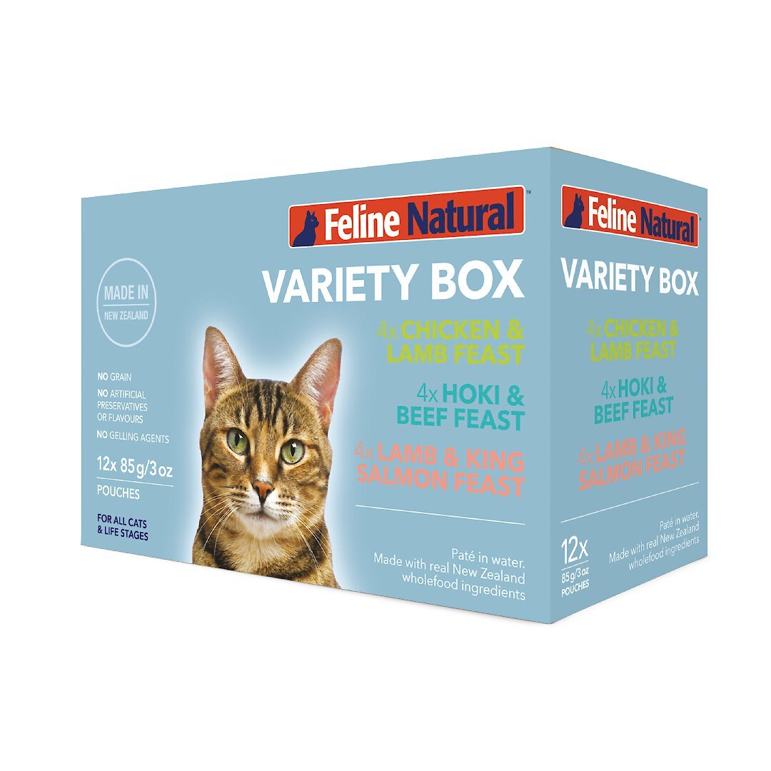 FELINE NATURAL Variety Pack Grain Free Wet Cat Food 3 oz pouch