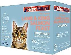 Feline Natural Lamb & King Salmon Grain-Free Wet Cat Food, 3-oz pouch, case of 12