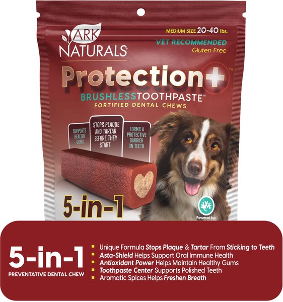 Ark Naturals Brushless Toothpaste Protection+ Medium Dental Dog Treats, 18-oz bag, Count Varies slide 1 of 4