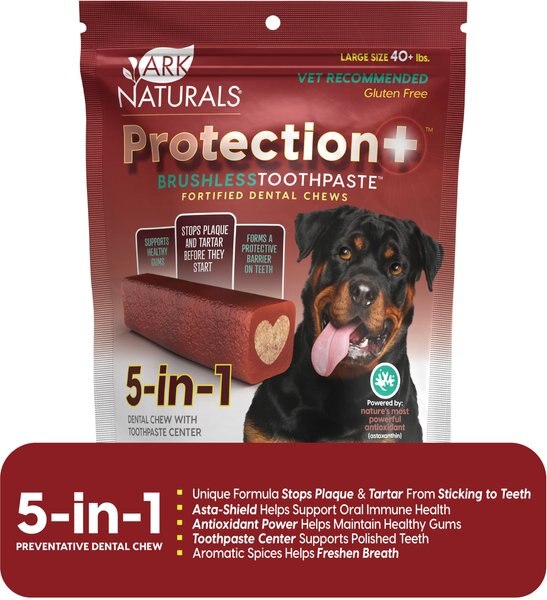 Ark Naturals Brushless Toothpaste Protection+ Large Dental Dog Treats, 18-oz bag, Count Varies slide 1 of 8