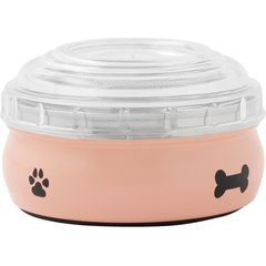 Frisco Travel Non-skid Stainless Steel Dog & Cat Bowl, Peach, Small: 1.5 cup