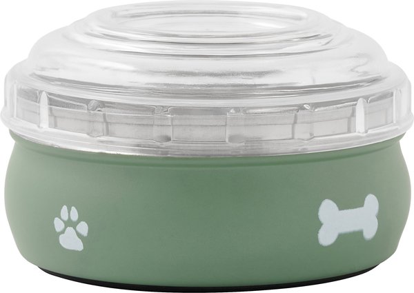 Frisco Travel Non-skid Stainless Steel Dog & Cat Bowl, Artichoke Green, Small: 1.5 cup slide 1 of 8