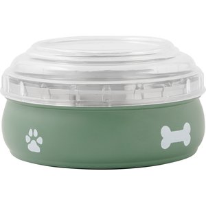 Frisco Travel Non-skid Stainless Steel Dog & Cat Bowl, Artichoke Green, 3 Cup