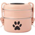 Frisco Complete Travel Stainless Steel Dog & Cat Feeder Bowl, Peach, Small