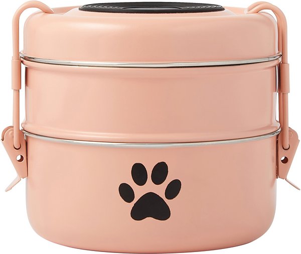 Frisco Complete Travel Stainless Steel Dog & Cat Feeder Bowl, Peach, Medium slide 1 of 8