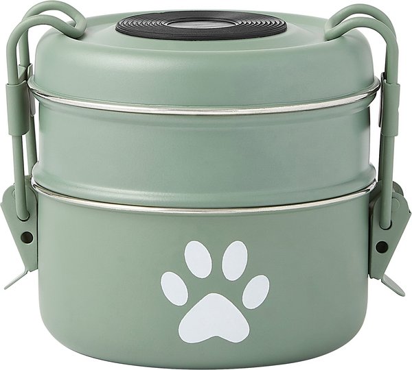 Frisco Complete Travel Stainless Steel Dog & Cat Feeder Bowl, Green, Small slide 1 of 8