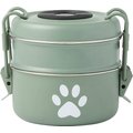 Frisco Complete Travel Stainless Steel Dog & Cat Feeder Bowl, Green, Small