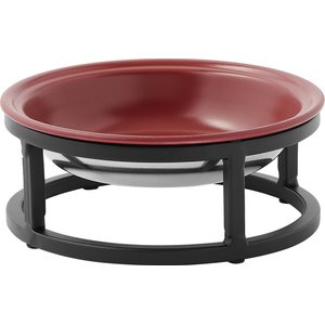 Frisco Paw Print Elevated Stainless Steel Dog & Cat Bowl, Maroon Red, 1 Cup