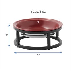 Frisco Paw Print Elevated Stainless Steel Dog & Cat Bowl, Red, Small: 1 cup slide 2 of 7