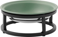 Frisco Paw Print Elevated Stainless Steel Dog & Cat Bowl, Green, Small: 1 cup