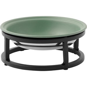 Frisco Paw Print Elevated Stainless Steel Dog & Cat Bowl, Artichoke Green, 1 Cup