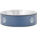 Frisco Paw Print Non-Skid Stainless Steel Dog & Cat Bowl, Blueberry, 5 Cup