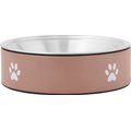 Frisco Paw Print Non-Skid Stainless Steel Dog & Cat Bowl, Champagne, 5 Cup
