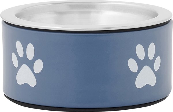 Frisco Paw Print Non-Skid Stainless Steel Dog & Cat Bowl, Blue, 1 Cup slide 1 of 8