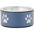 Frisco Paw Print Non-Skid Stainless Steel Dog & Cat Bowl, Blueberry, Small