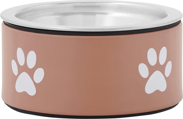 Frisco Paw Print Non-Skid Stainless Steel Dog & Cat Bowl, Pink, 1 Cup slide 1 of 8