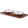 Frisco Silicone Stainless Steel Double Diner Dog & Cat Bowl, Brown, 3 cup