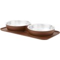 Frisco Silicone Stainless Steel Double Diner Dog & Cat Bowl, Brown, 6 cup