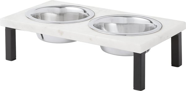 Frisco Marble Stainless Steel Double Elevated Dog & Cat Bowls, Black, 1 Cup slide 1 of 7