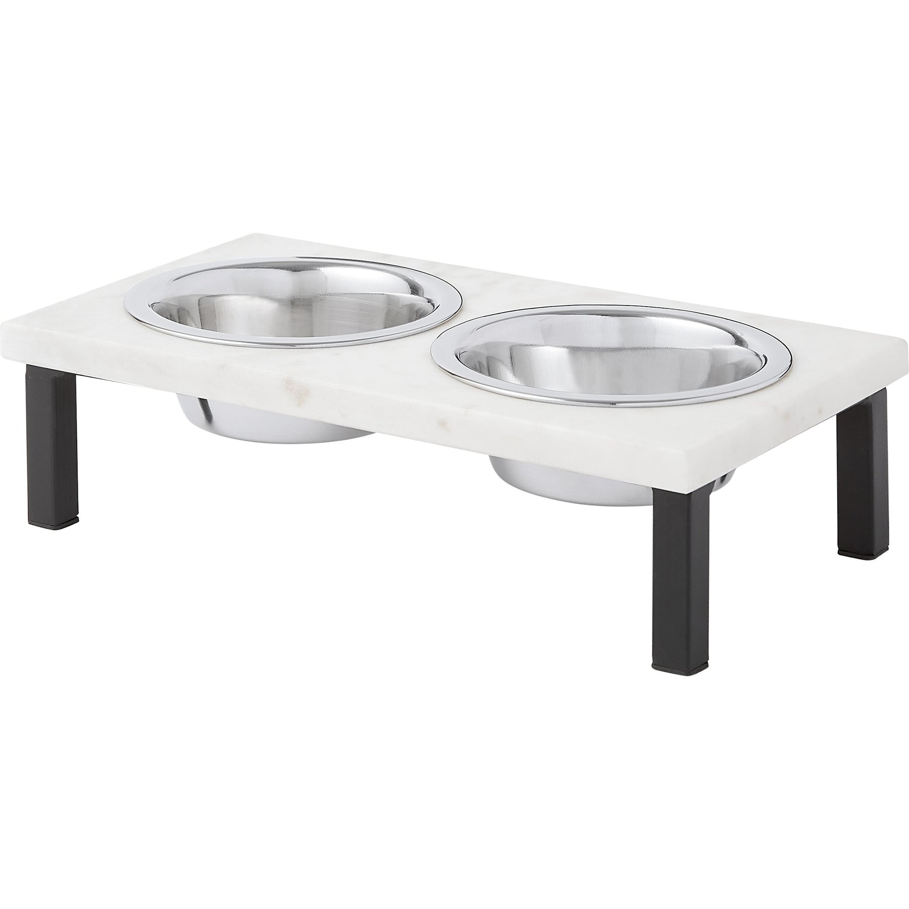 Two bowl Elevated raised dog feeder with stained sealer-Dog bowl