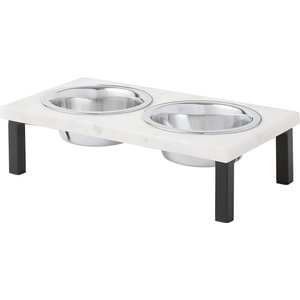 Frisco Marble Stainless Steel Double Elevated Dog & Cat Bowls, Black Finish, 2 Cups