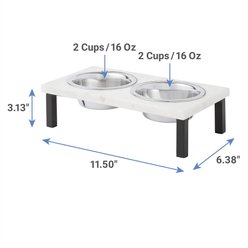 Frisco Marble Stainless Steel Double Elevated Dog & Cat Bowls, Black, Small: 2 cup slide 2 of 6