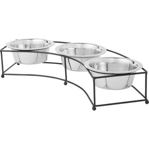Frisco Curved Triple Feeder Stainless Steel Dog & Cat Bowl, 3 Cup